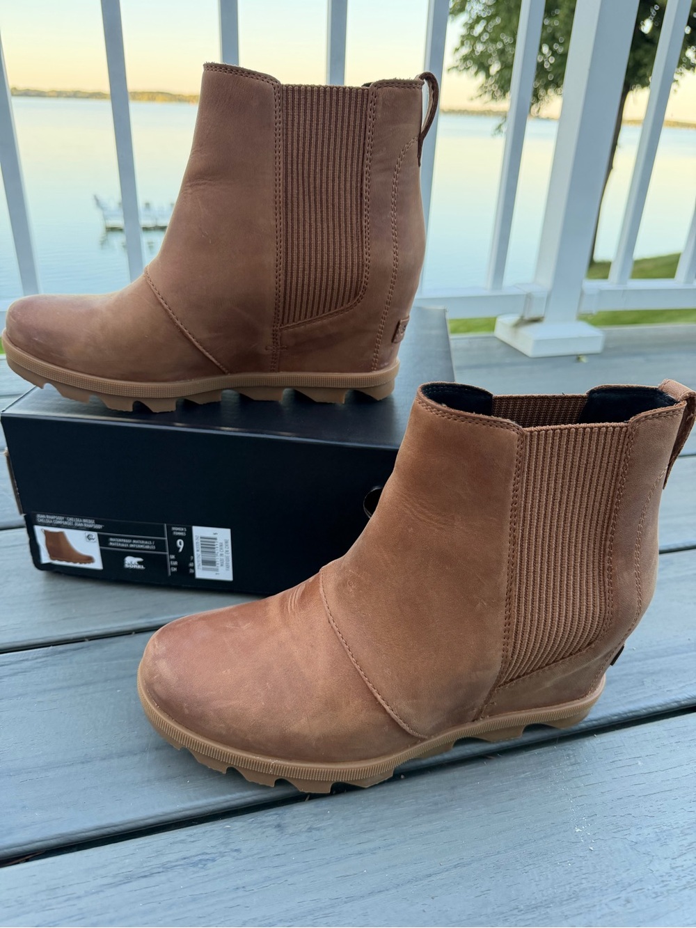 Sorel Brown Leather Wedge Booties